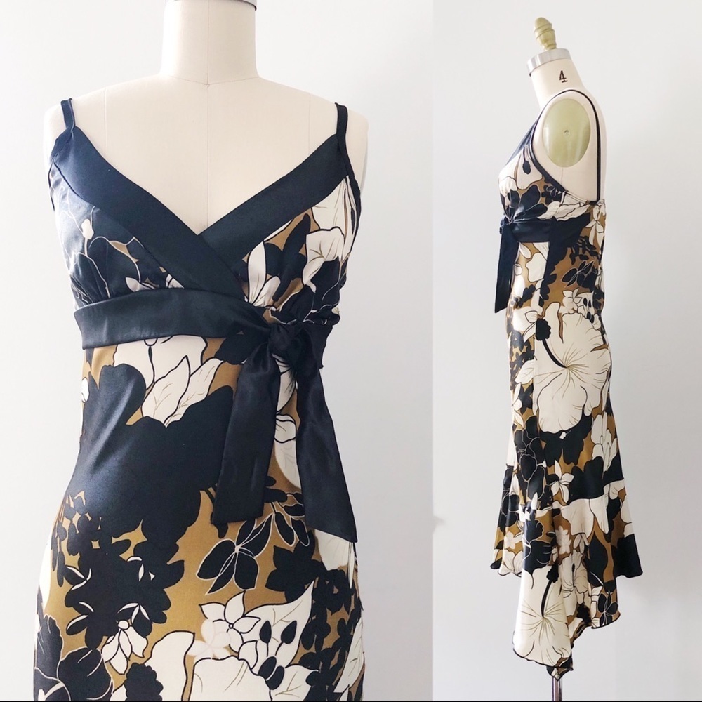vintage • Y2K Forever 21 slip dress silky midi handkerchief hem bias floral - Picture 10 of 14